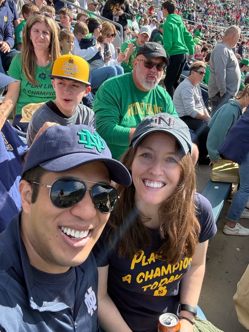 Brittany and Fernando at a Notre Dame football game
